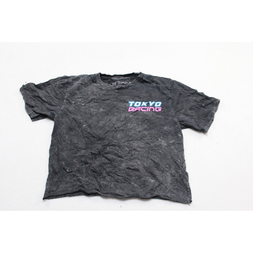 Fifth Sun Tokyo Racing Shirt Women Extra Small Black Excellent Graphic Crop Tee